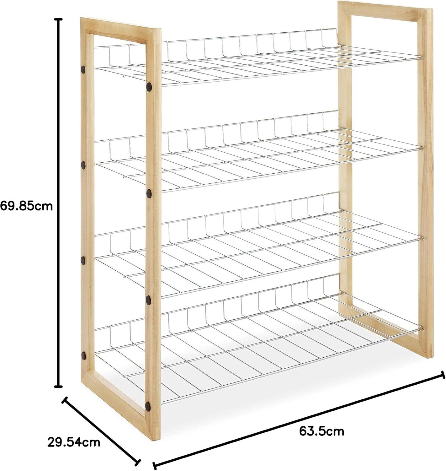 imageWhitmor 10 Tier Shoe Tower 50 Pair Chrome4tier natural Wood and Chrome