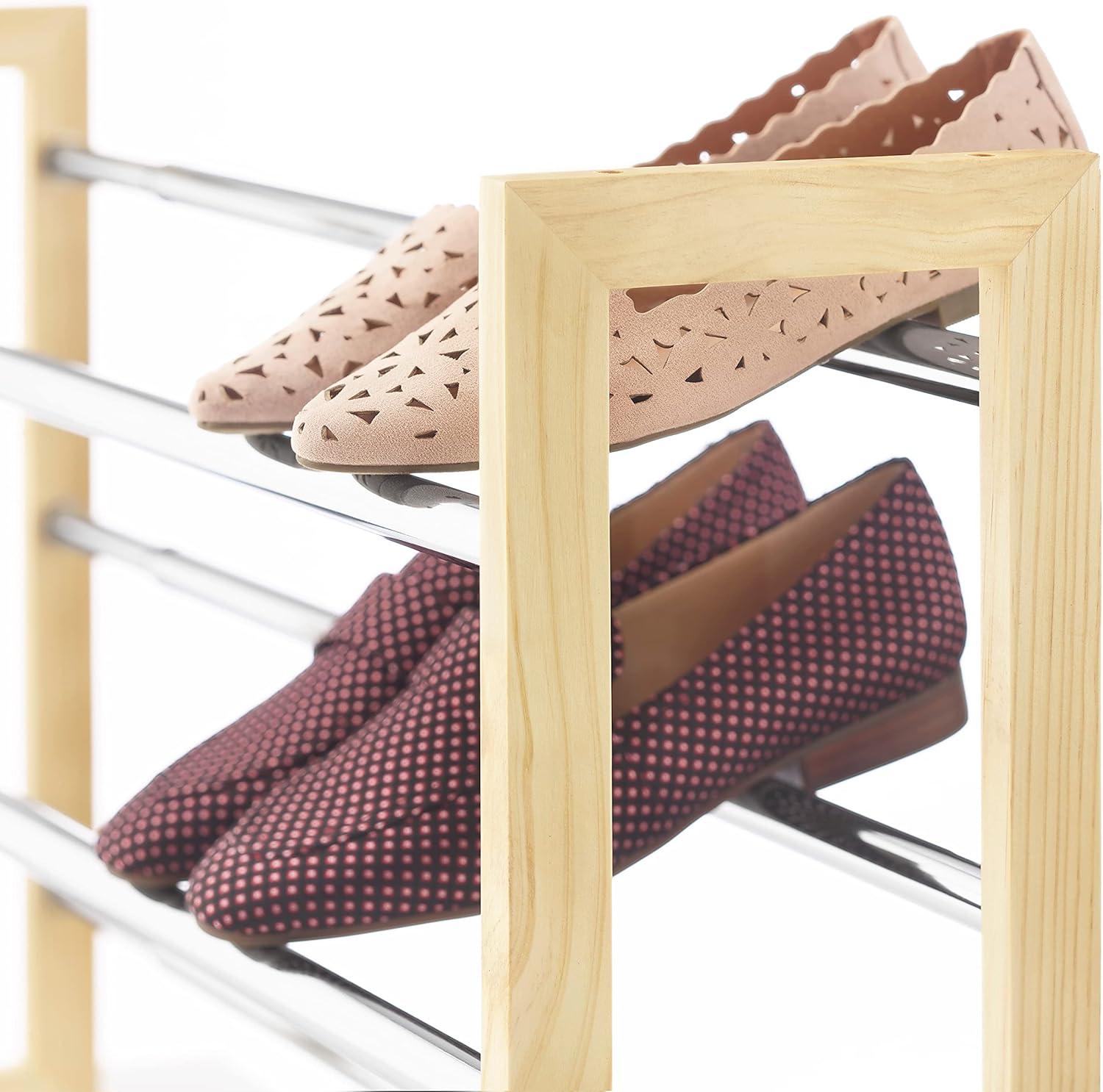 imageWhitmor 10 Tier Shoe Tower 50 Pair ChromeWood Chrome