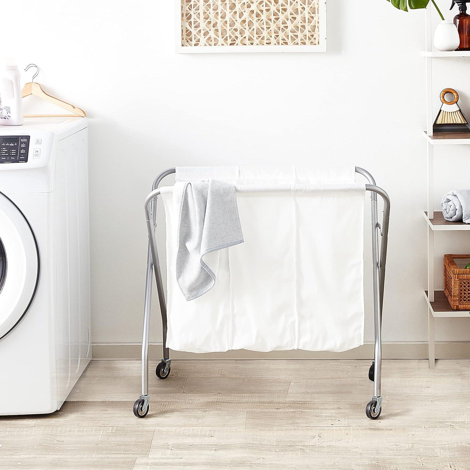 imageWhitmor 3 Section Laundry Sorter Collapsible with Heavy Duty WheelsWhite