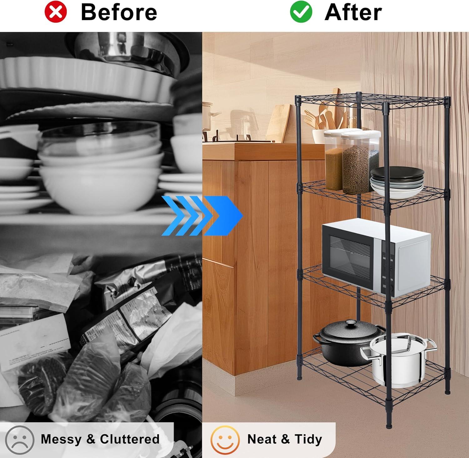 imageWhitmor 3 Tier Shelving Unit Metal Storage Shelves Adjustable Heavy Duty Shelf with Wheels 400 lbs Capacity per Shelf 1200 lbs Total for Home Garage Workshop 23quotL x 13quotW x 30quotH Chrome4TIER 18L x 12W x 38H