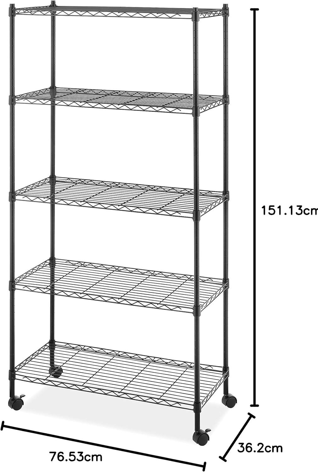 imageWhitmor 3 Tier Shelving Unit Metal Storage Shelves Adjustable Heavy Duty Shelf with Wheels 400 lbs Capacity per Shelf 1200 lbs Total for Home Garage Workshop 23quotL x 13quotW x 30quotH Chrome5TIER 301L x 142W x 60H