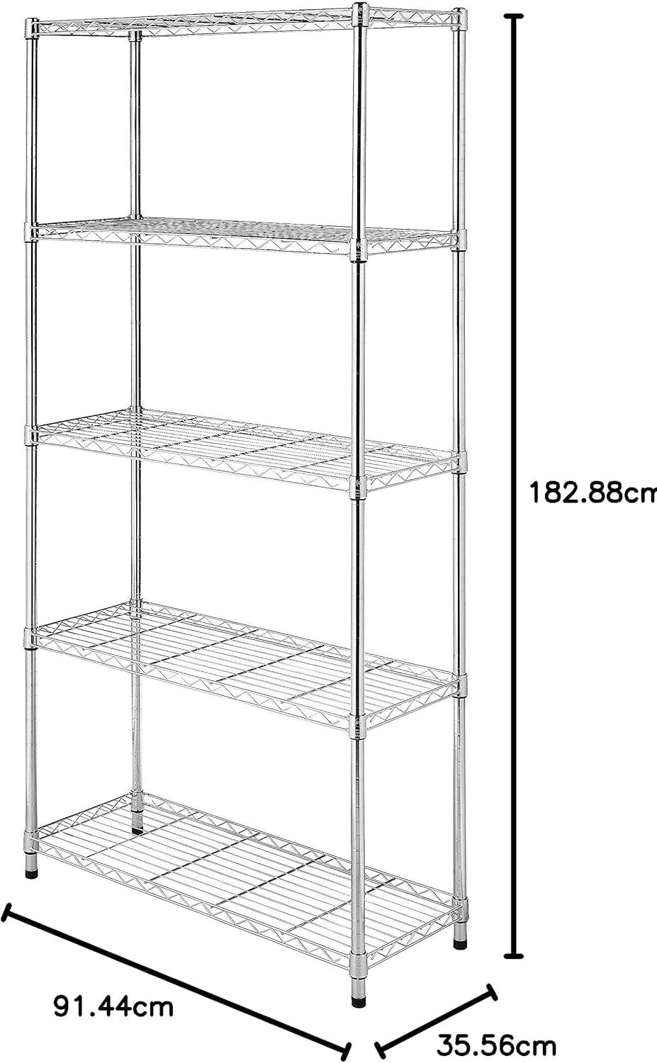 imageWhitmor 3 Tier Shelving Unit Metal Storage Shelves Adjustable Heavy Duty Shelf with Wheels 400 lbs Capacity per Shelf 1200 lbs Total for Home Garage Workshop 23quotL x 13quotW x 30quotH Chrome5 Tier 36L x 14W x 72H