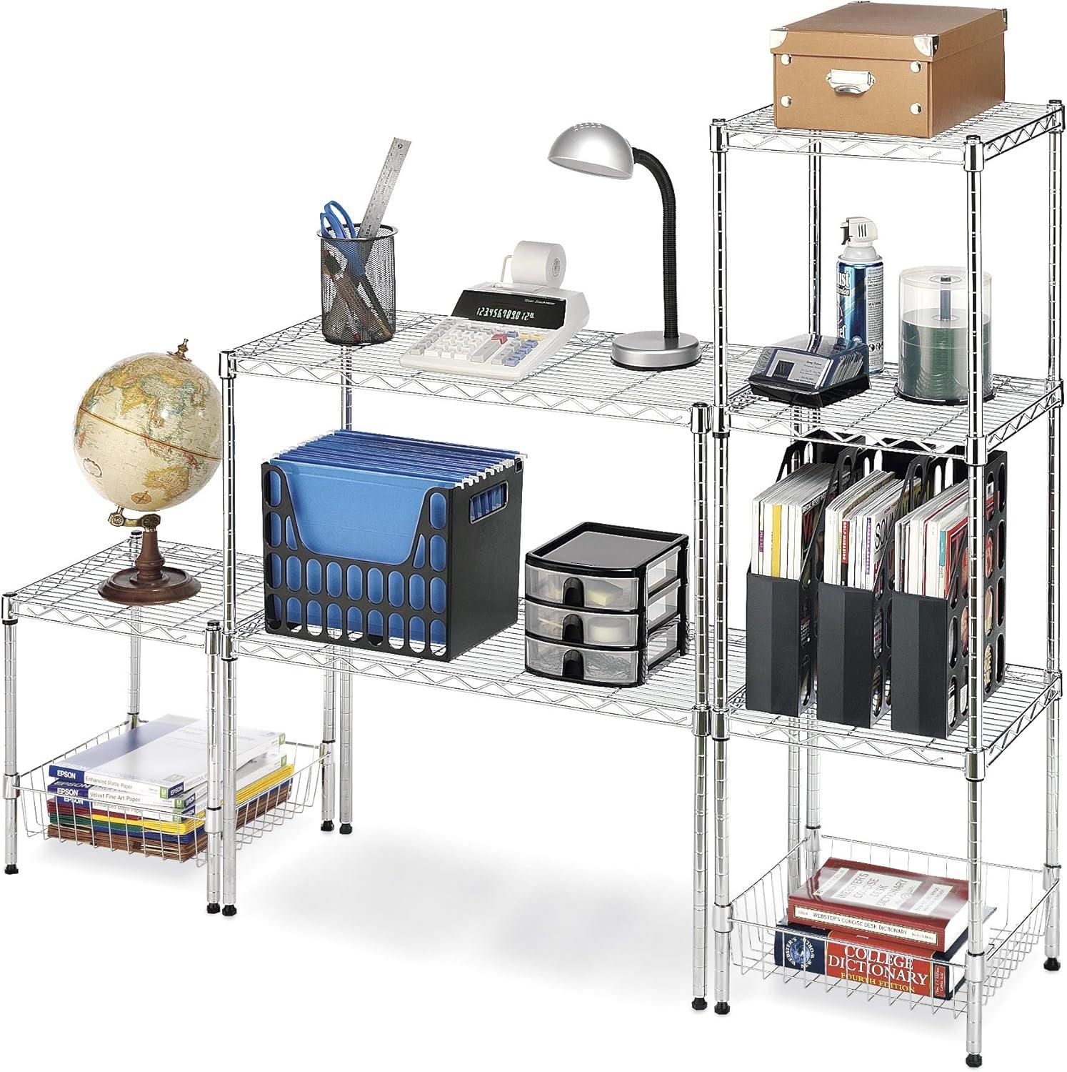 imageWhitmor 3 Tier Shelving Unit Metal Storage Shelves Adjustable Heavy Duty Shelf with Wheels 400 lbs Capacity per Shelf 1200 lbs Total for Home Garage Workshop 23quotL x 13quotW x 30quotH Chrome1TIER 15L x 14W x 15H