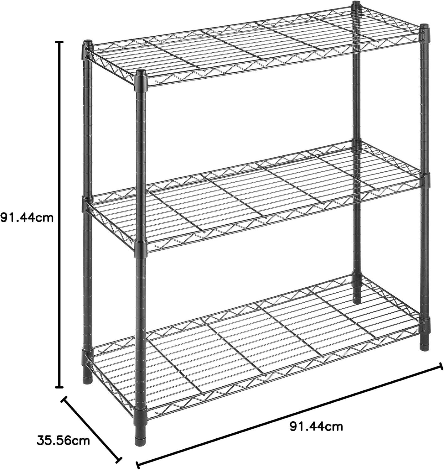 imageWhitmor 3Wire Shelving Unit Metal Storage Shelves Easy Assembly Home Organizer for Pantry Kitchen Garage PlantBlack