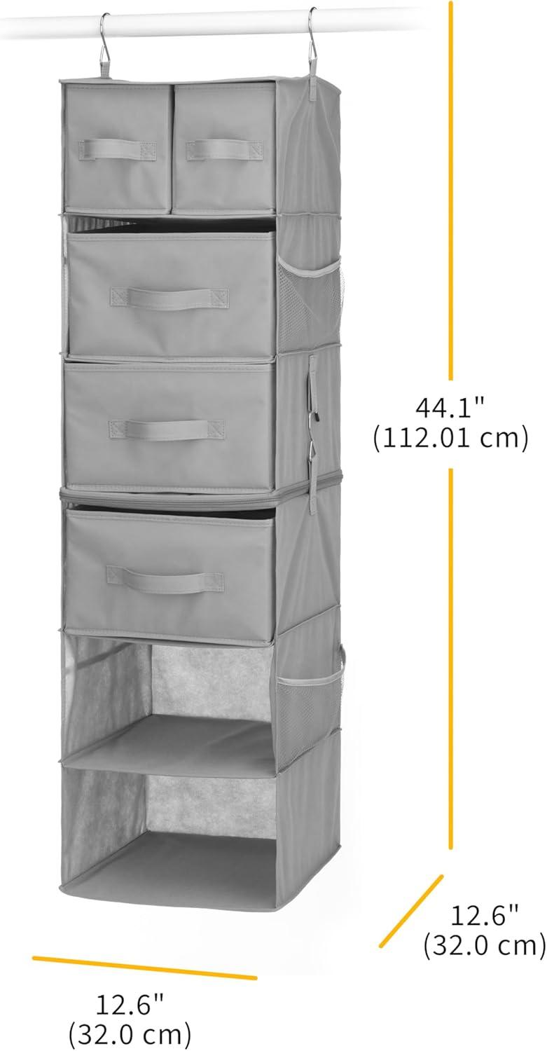 imageWhitmor 5 Section Closet Organizer Hanging Shelves with Sturdy Metal FrameGrey