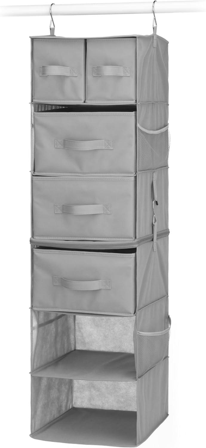 imageWhitmor 5 Section Closet Organizer Hanging Shelves with Sturdy Metal FrameGrey