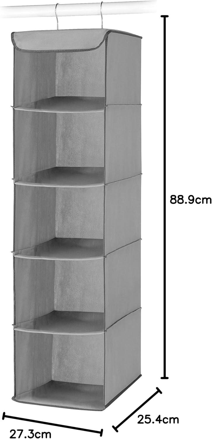 imageWhitmor 5 Section Closet Organizer Hanging Shelves with Sturdy Metal FrameGrey