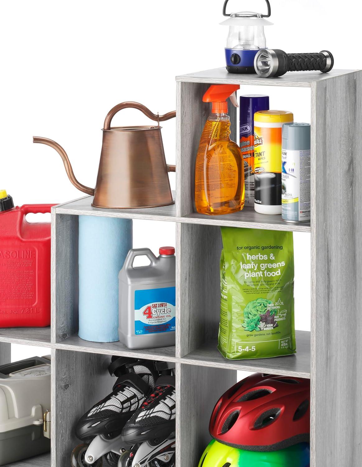 imageWhitmor 6 Cube Storage Organizer 3 Tier Stackable Mdf Wood Bookcase Open Storage Display Bookshelf Storage Cabinet for Living Room Bedroom Home Office 237quotL x 117quotW x 352quotH EspressoGrey