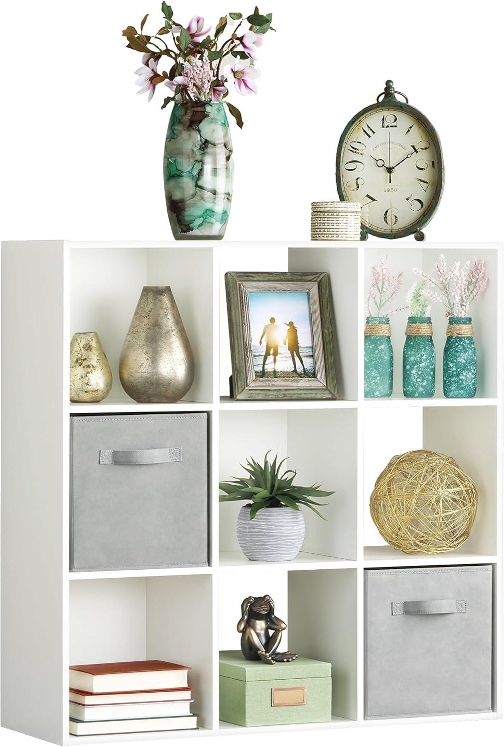 imageWhitmor 6 Cube Storage Organizer 3 Tier Stackable Mdf Wood Bookcase Open Storage Display Bookshelf Storage Cabinet for Living Room Bedroom Home Office 237quotL x 117quotW x 352quotH EspressoWhite