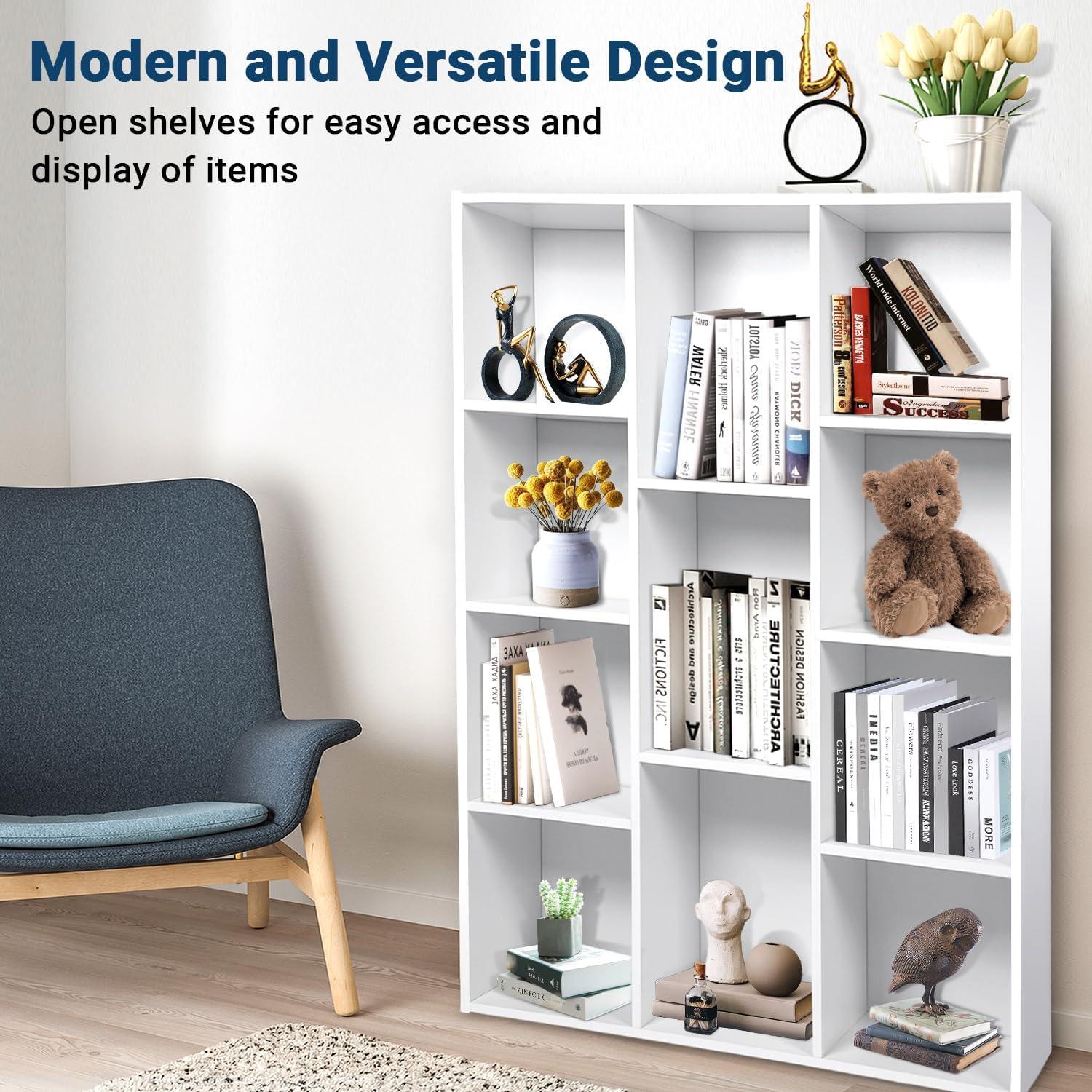 imageWhitmor 6 Cube Storage Organizer 3 Tier Stackable Mdf Wood Bookcase Open Storage Display Bookshelf Storage Cabinet for Living Room Bedroom Home Office 237quotL x 117quotW x 352quotH EspressoWhite