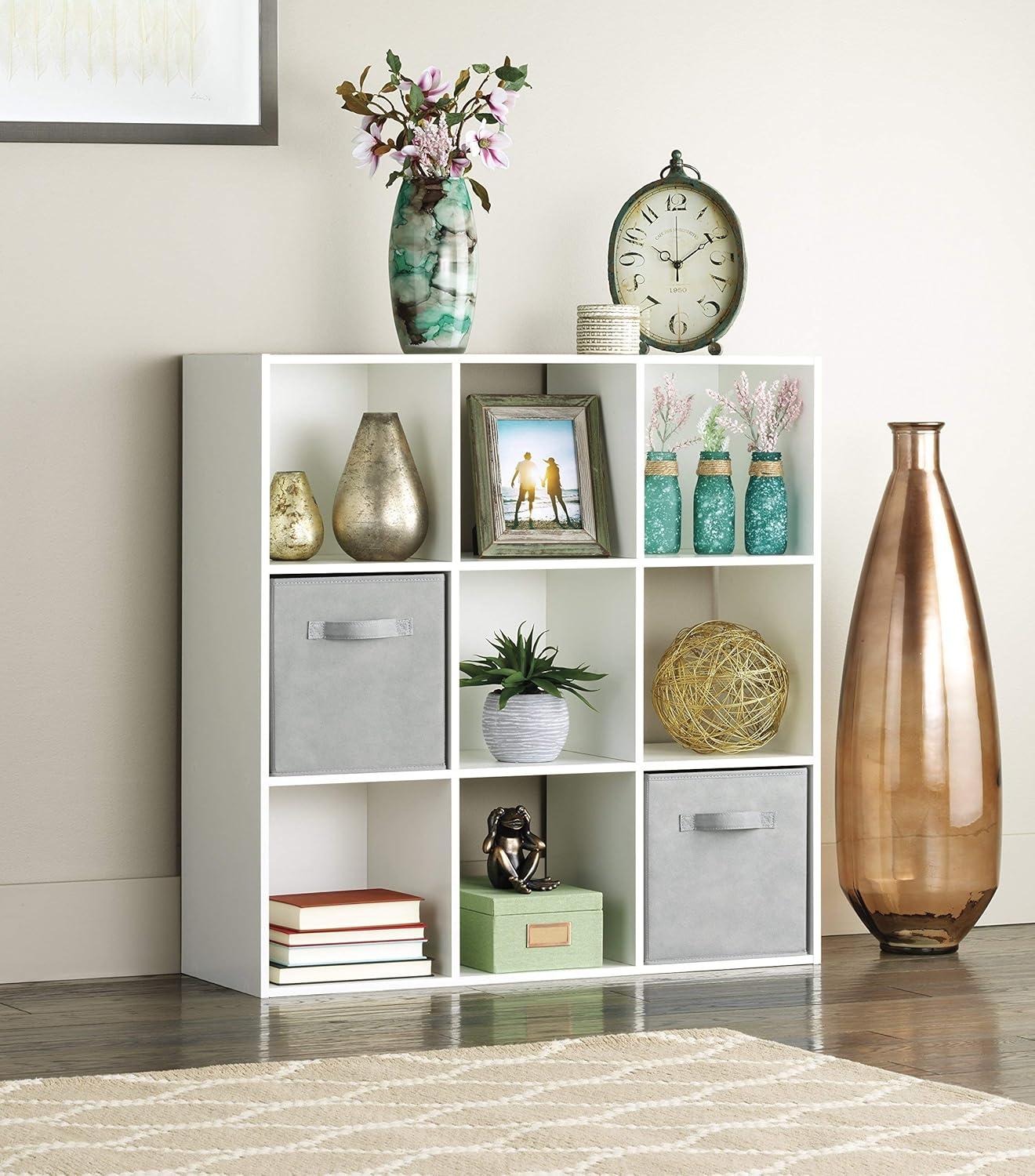 imageWhitmor 6 Cube Storage Organizer 3 Tier Stackable Mdf Wood Bookcase Open Storage Display Bookshelf Storage Cabinet for Living Room Bedroom Home Office 237quotL x 117quotW x 352quotH EspressoWhite