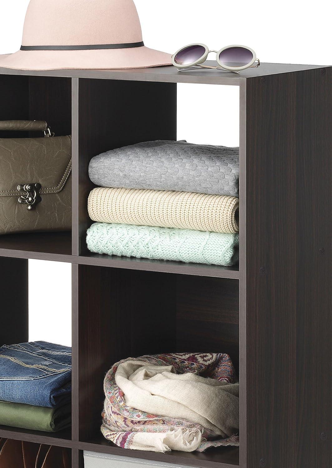 imageWhitmor 6 Cube Storage Organizer 3 Tier Stackable Mdf Wood Bookcase Open Storage Display Bookshelf Storage Cabinet for Living Room Bedroom Home Office 237quotL x 117quotW x 352quotH EspressoEspresso