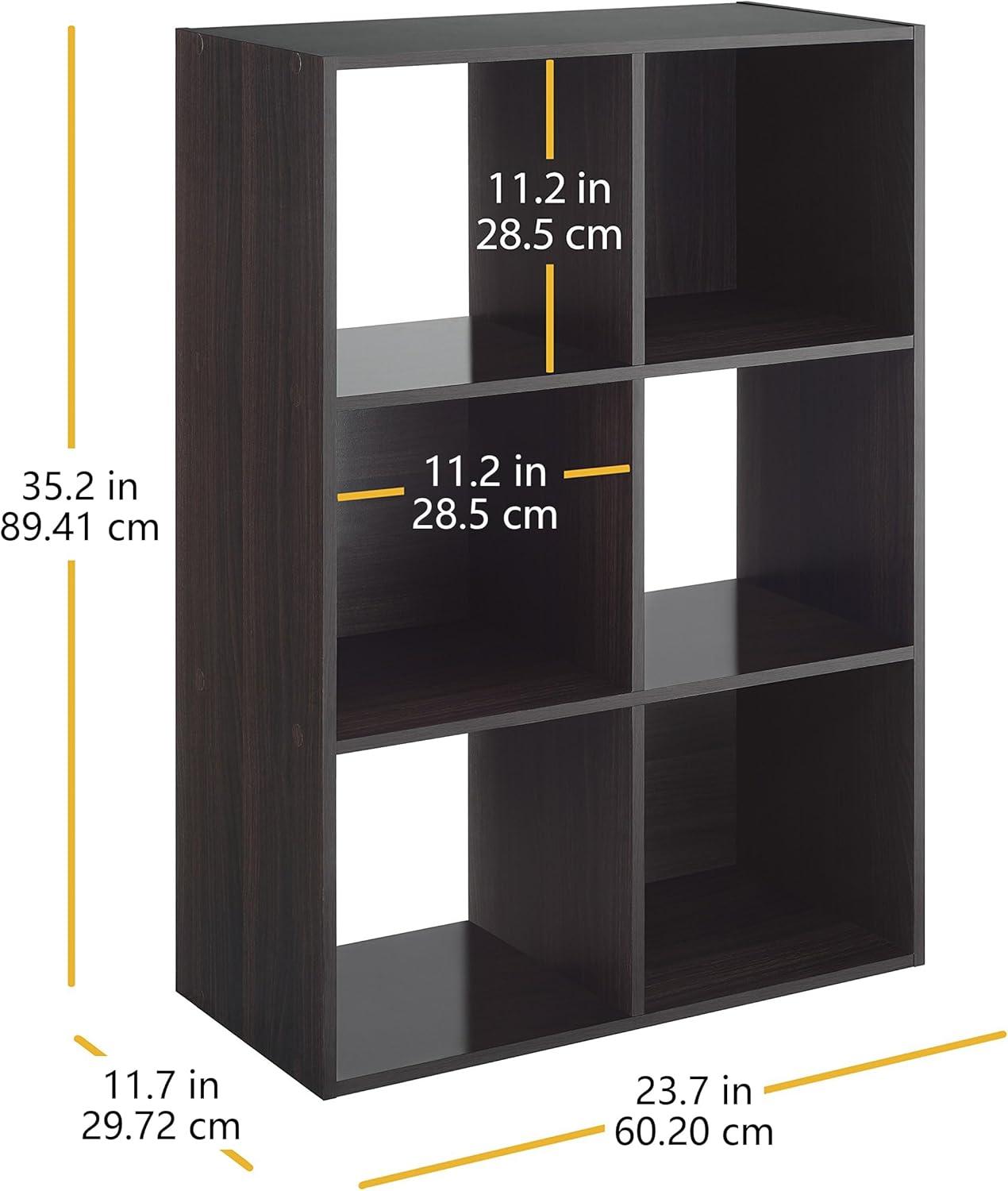 imageWhitmor 6 Cube Storage Organizer 3 Tier Stackable Mdf Wood Bookcase Open Storage Display Bookshelf Storage Cabinet for Living Room Bedroom Home Office 237quotL x 117quotW x 352quotH EspressoEspresso