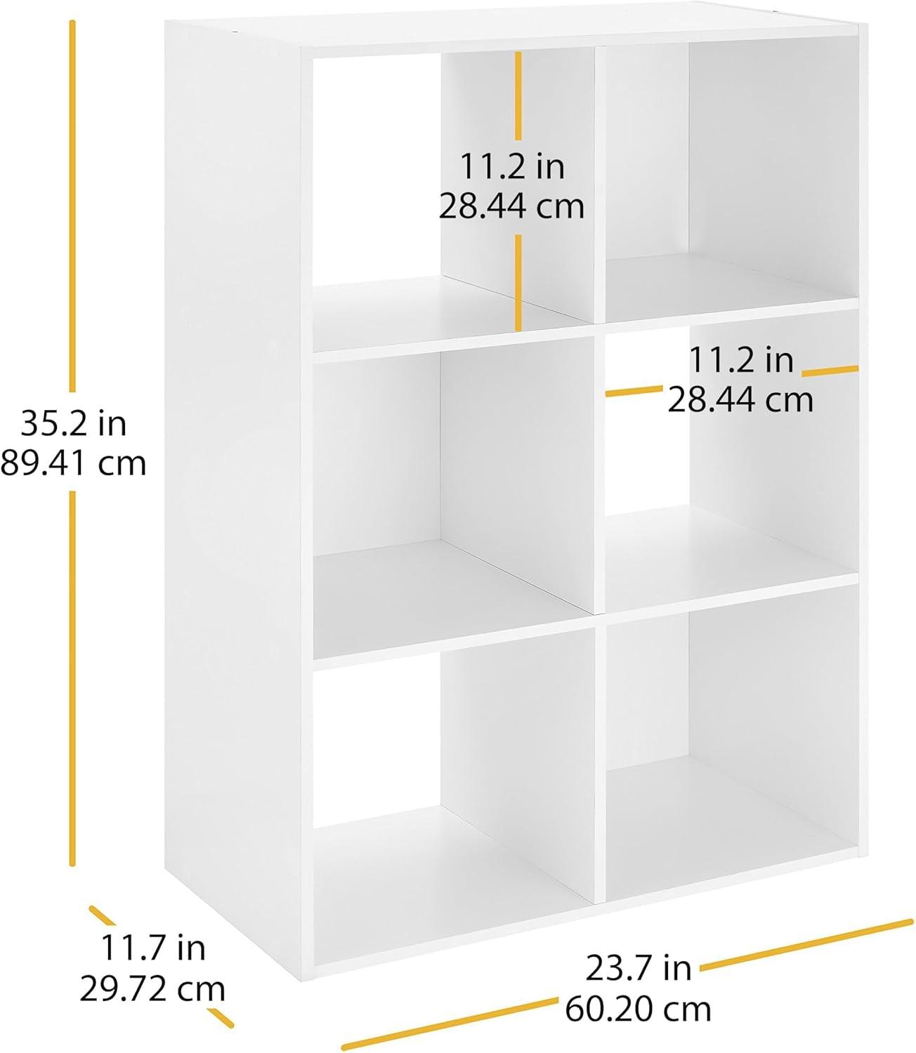 imageWhitmor 6 Cube Storage Organizer 3 Tier Stackable Mdf Wood Bookcase Open Storage Display Bookshelf Storage Cabinet for Living Room Bedroom Home Office 237quotL x 117quotW x 352quotH EspressoWhite