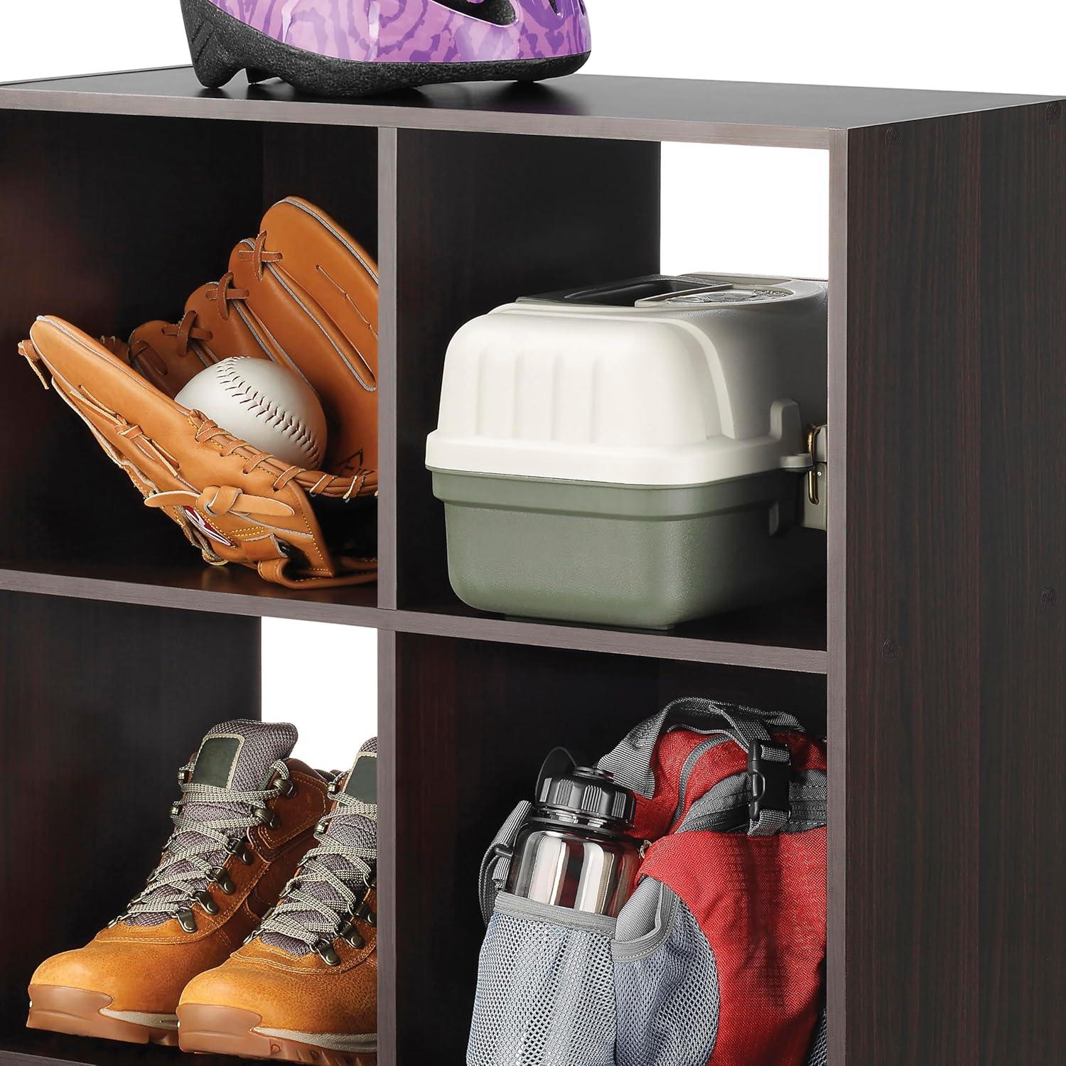 imageWhitmor 6 Cube Storage Organizer 3 Tier Stackable Mdf Wood Bookcase Open Storage Display Bookshelf Storage Cabinet for Living Room Bedroom Home Office 237quotL x 117quotW x 352quotH EspressoEspresso