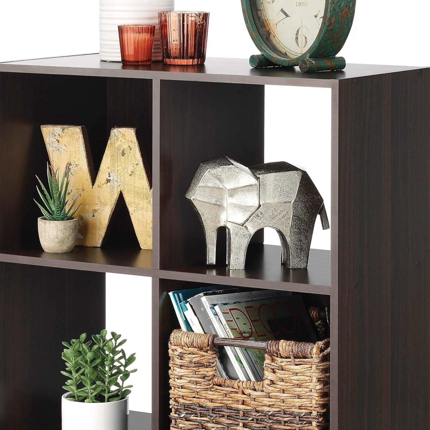 imageWhitmor 6 Cube Storage Organizer 3 Tier Stackable Mdf Wood Bookcase Open Storage Display Bookshelf Storage Cabinet for Living Room Bedroom Home Office 237quotL x 117quotW x 352quotH EspressoEspresso