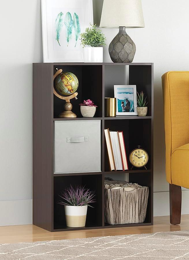 imageWhitmor 6 Cube Storage Organizer 3 Tier Stackable Mdf Wood Bookcase Open Storage Display Bookshelf Storage Cabinet for Living Room Bedroom Home Office 237quotL x 117quotW x 352quotH EspressoEspresso