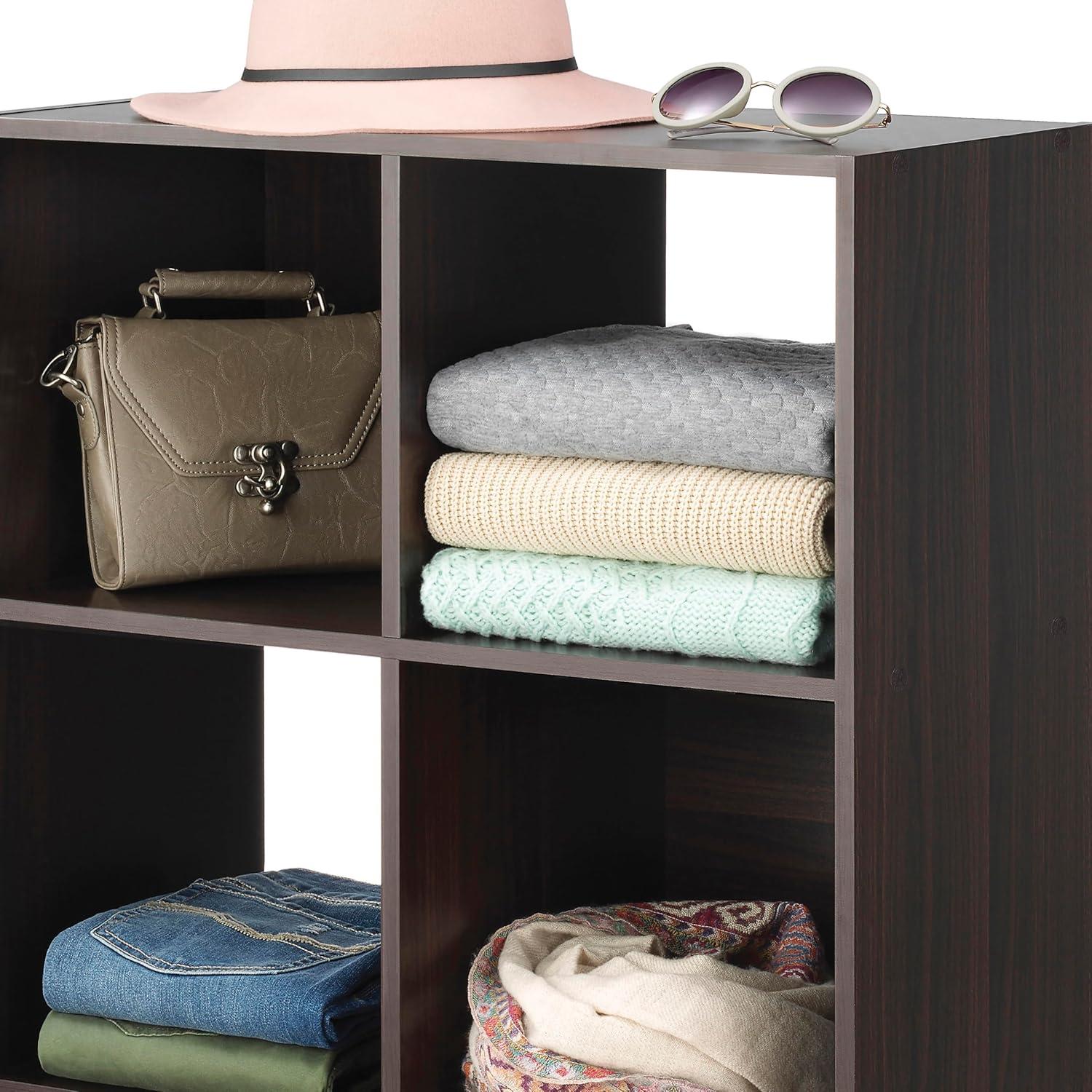 imageWhitmor 6 Cube Storage Organizer 3 Tier Stackable Mdf Wood Bookcase Open Storage Display Bookshelf Storage Cabinet for Living Room Bedroom Home Office 237quotL x 117quotW x 352quotH EspressoEspresso