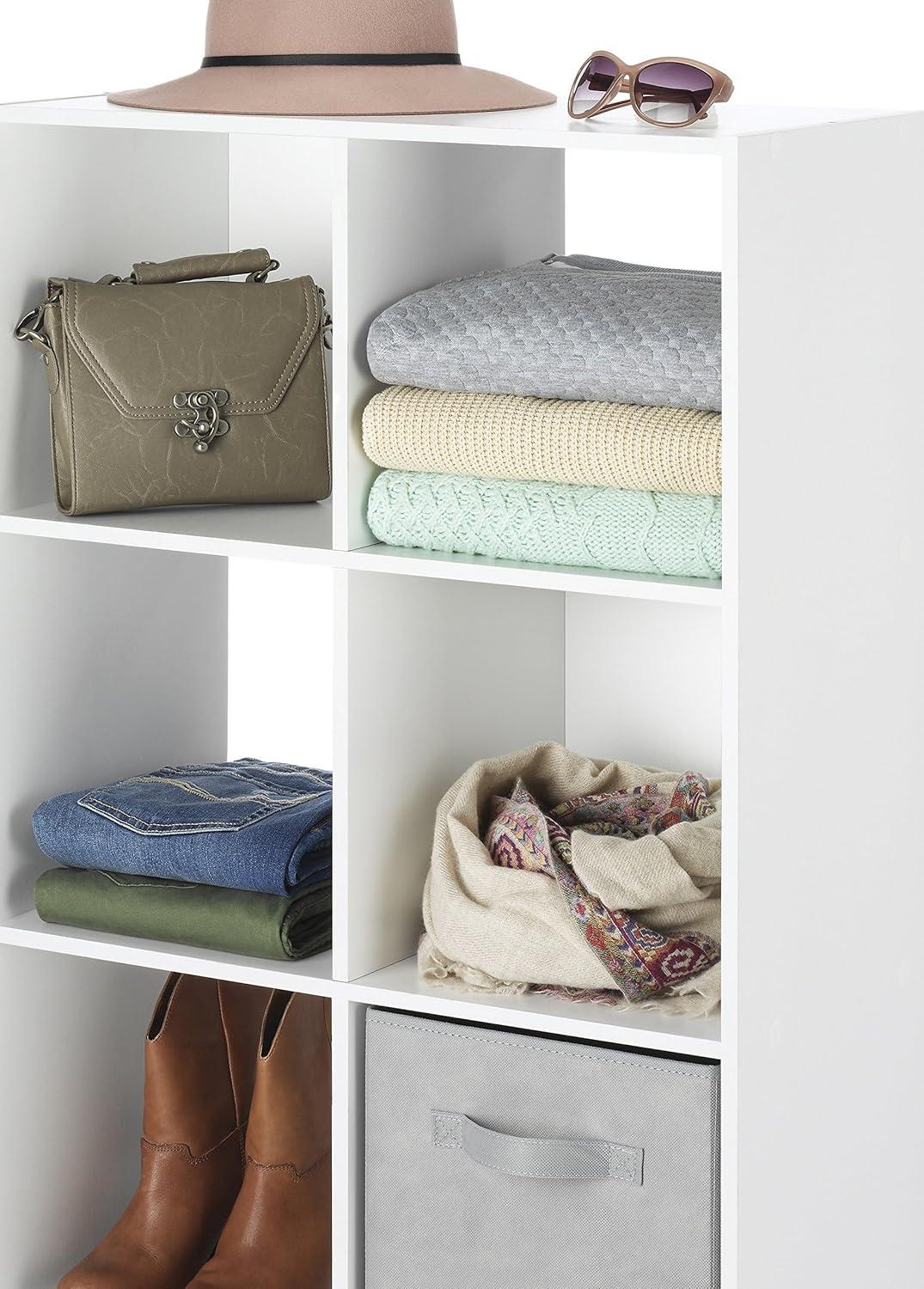 imageWhitmor 6 Cube Storage Organizer 3 Tier Stackable Mdf Wood Bookcase Open Storage Display Bookshelf Storage Cabinet for Living Room Bedroom Home Office 237quotL x 117quotW x 352quotH EspressoWhite