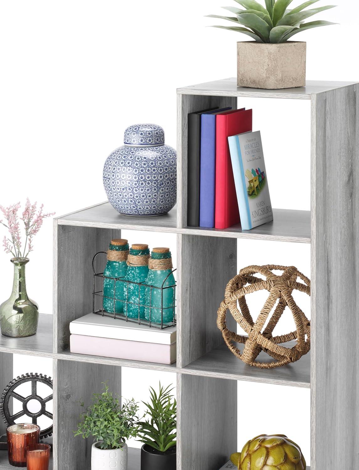 imageWhitmor 6 Cube Storage Organizer 3 Tier Stackable Mdf Wood Bookcase Open Storage Display Bookshelf Storage Cabinet for Living Room Bedroom Home Office 237quotL x 117quotW x 352quotH EspressoGrey