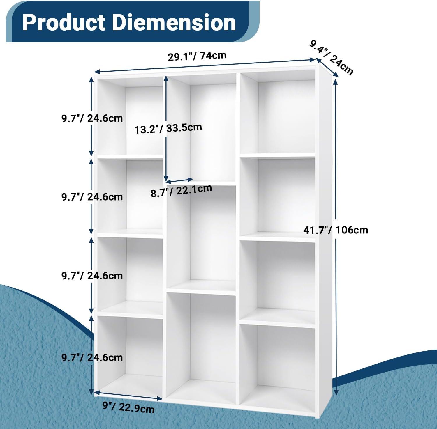 imageWhitmor 6 Cube Storage Organizer 3 Tier Stackable Mdf Wood Bookcase Open Storage Display Bookshelf Storage Cabinet for Living Room Bedroom Home Office 237quotL x 117quotW x 352quotH EspressoWhite