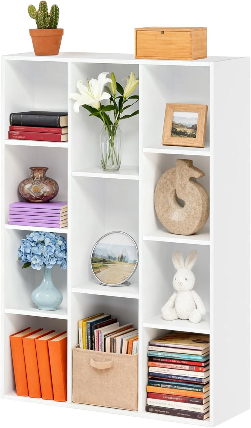 imageWhitmor 6 Cube Storage Organizer 3 Tier Stackable Mdf Wood Bookcase Open Storage Display Bookshelf Storage Cabinet for Living Room Bedroom Home Office 237quotL x 117quotW x 352quotH EspressoWhite