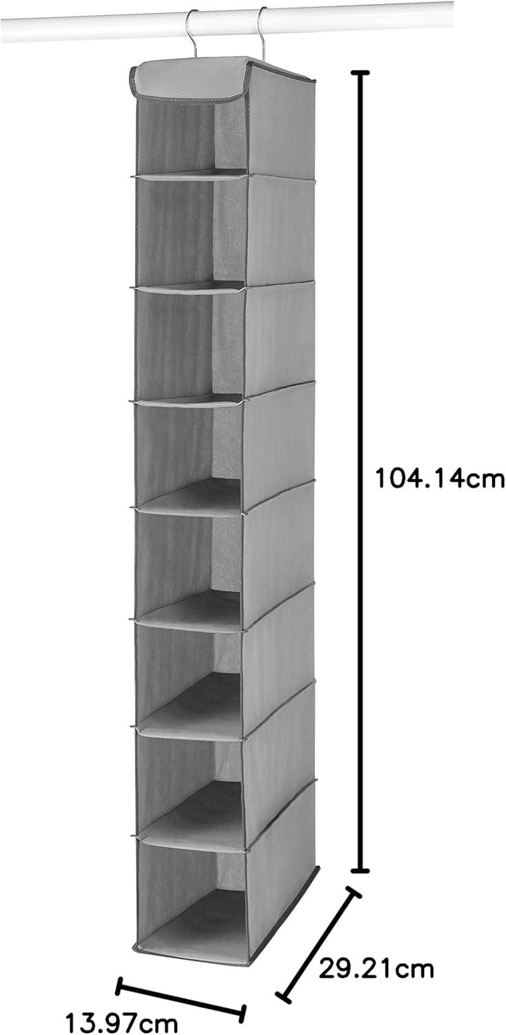 imageWhitmor Hanging Shoe Shelves 8 Section Closet Organizer Grey8 Pockets