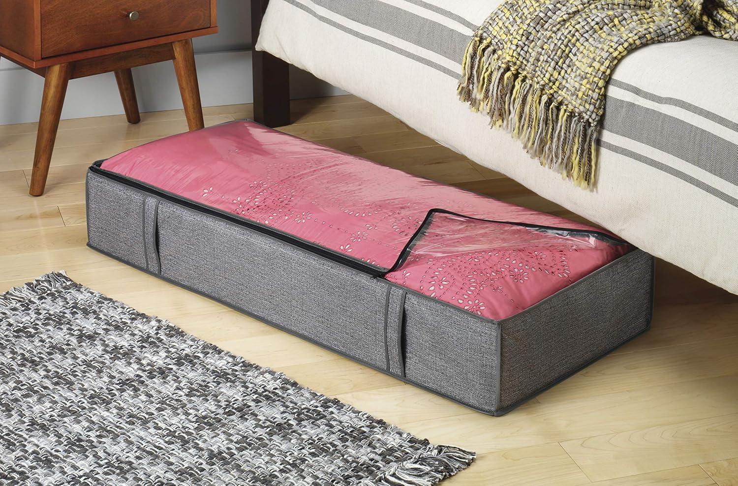 imageWhitmor Heavy Duty Canvas 12 Section Under Bed Shoe BagGray