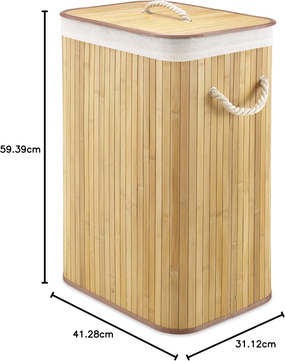 imageWhitmor Laundry Hamper with Rope Handles Bamboo 1225x1625x23375 Dark StainNatural Stain