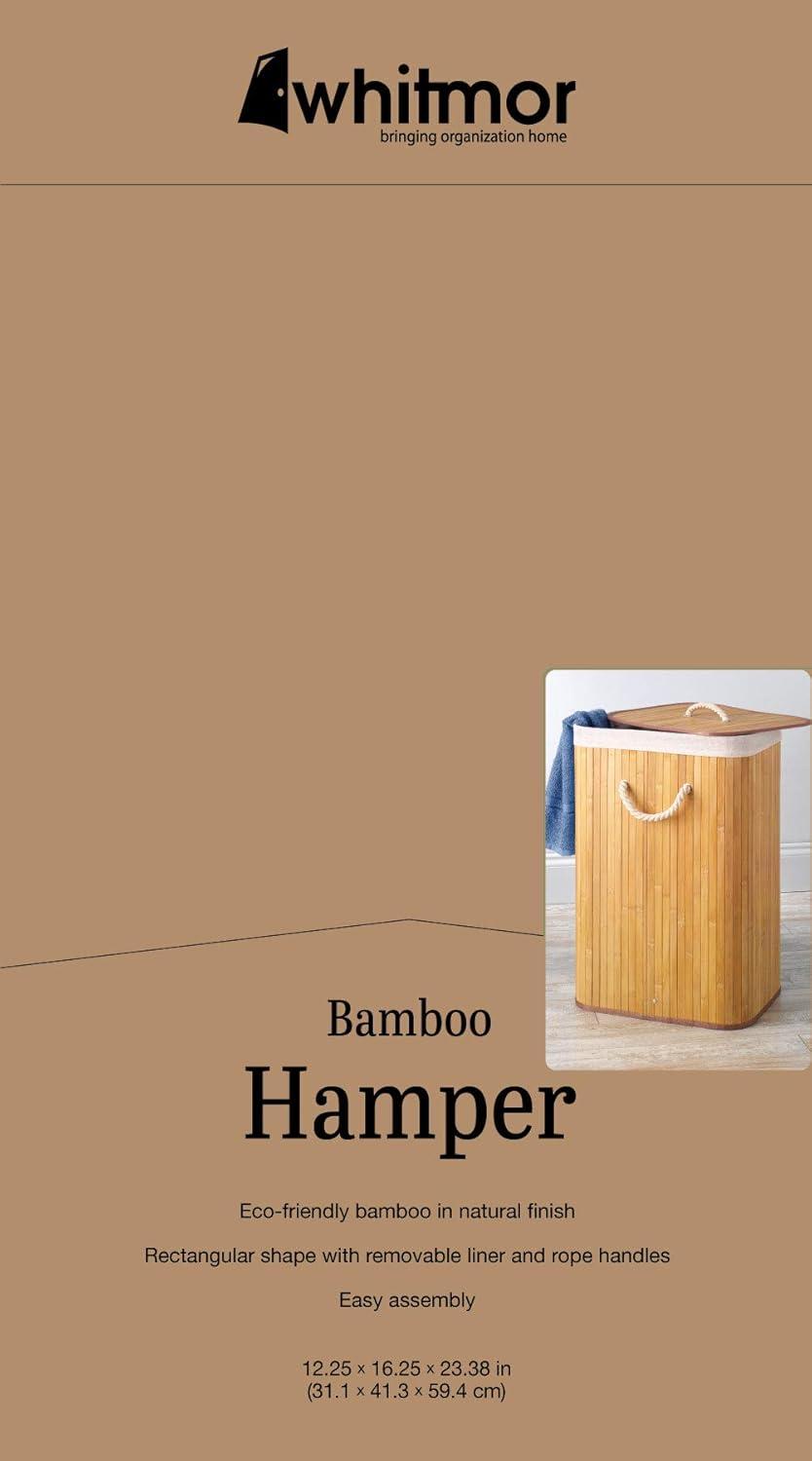 imageWhitmor Laundry Hamper with Rope Handles Bamboo 1225x1625x23375 Dark StainNatural Stain