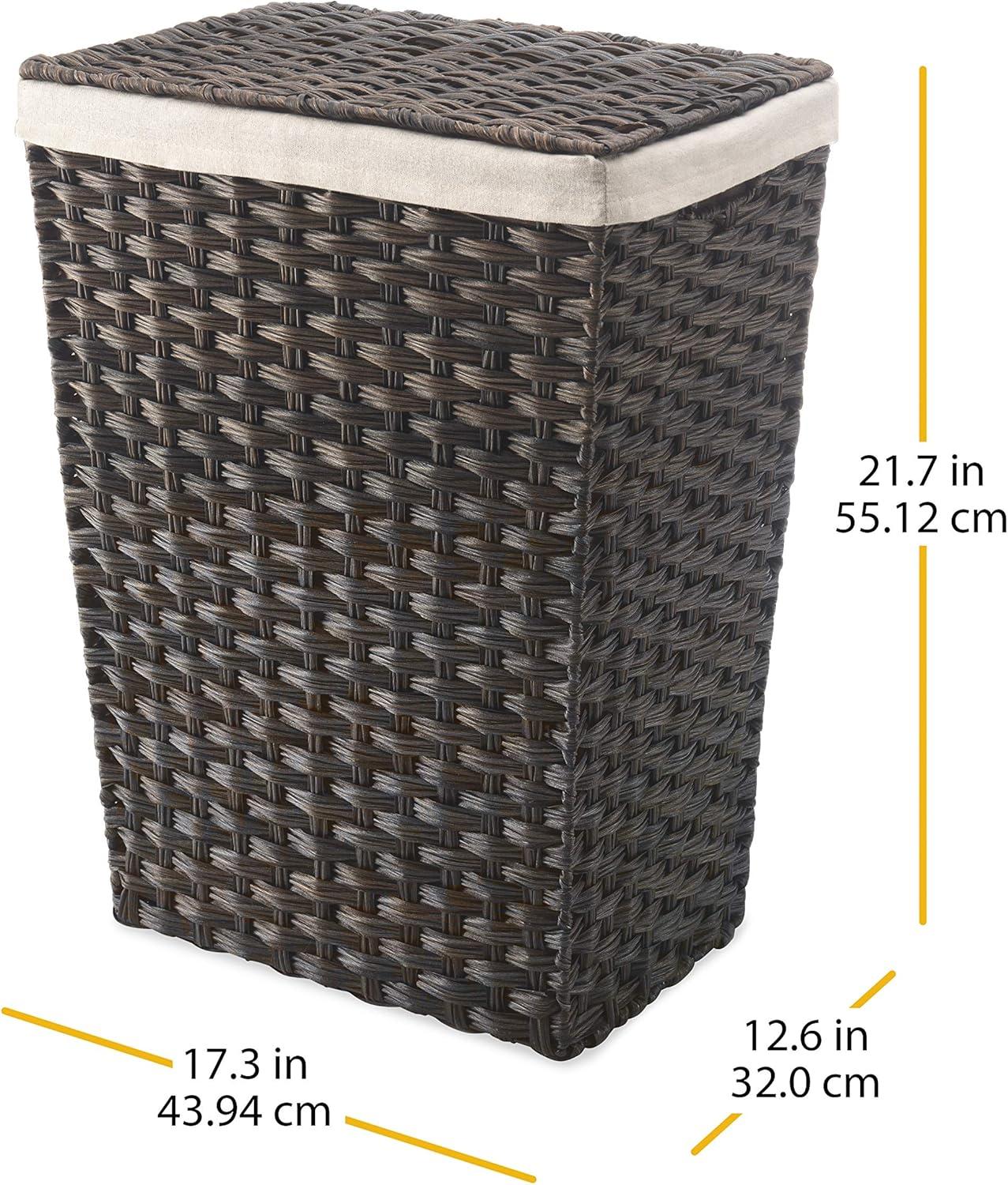 imageWhitmor Rattique Laundry Hamper with Lid and Removable Liner EspressoEspresso