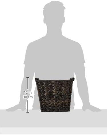 imageWhitmor Split Rattique Waste Basket with Wood Handles GrayDriftwood