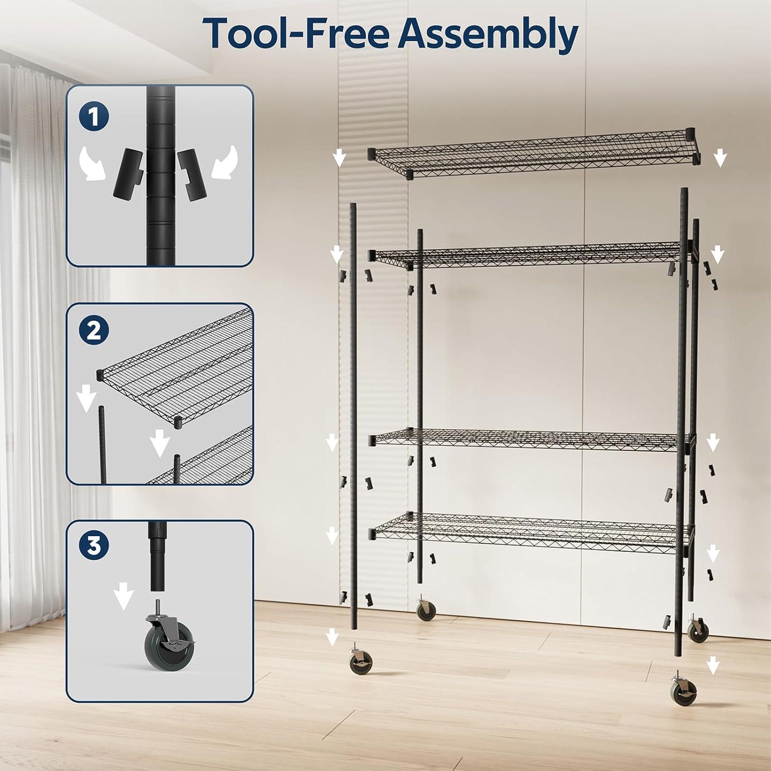 imageWhitmor Supreme 5 Tier Adjustable Shelving 500 Pound Weight Capacity Per Shelf Leveling Feet4tier 55l X 24w X 72h With Wheels