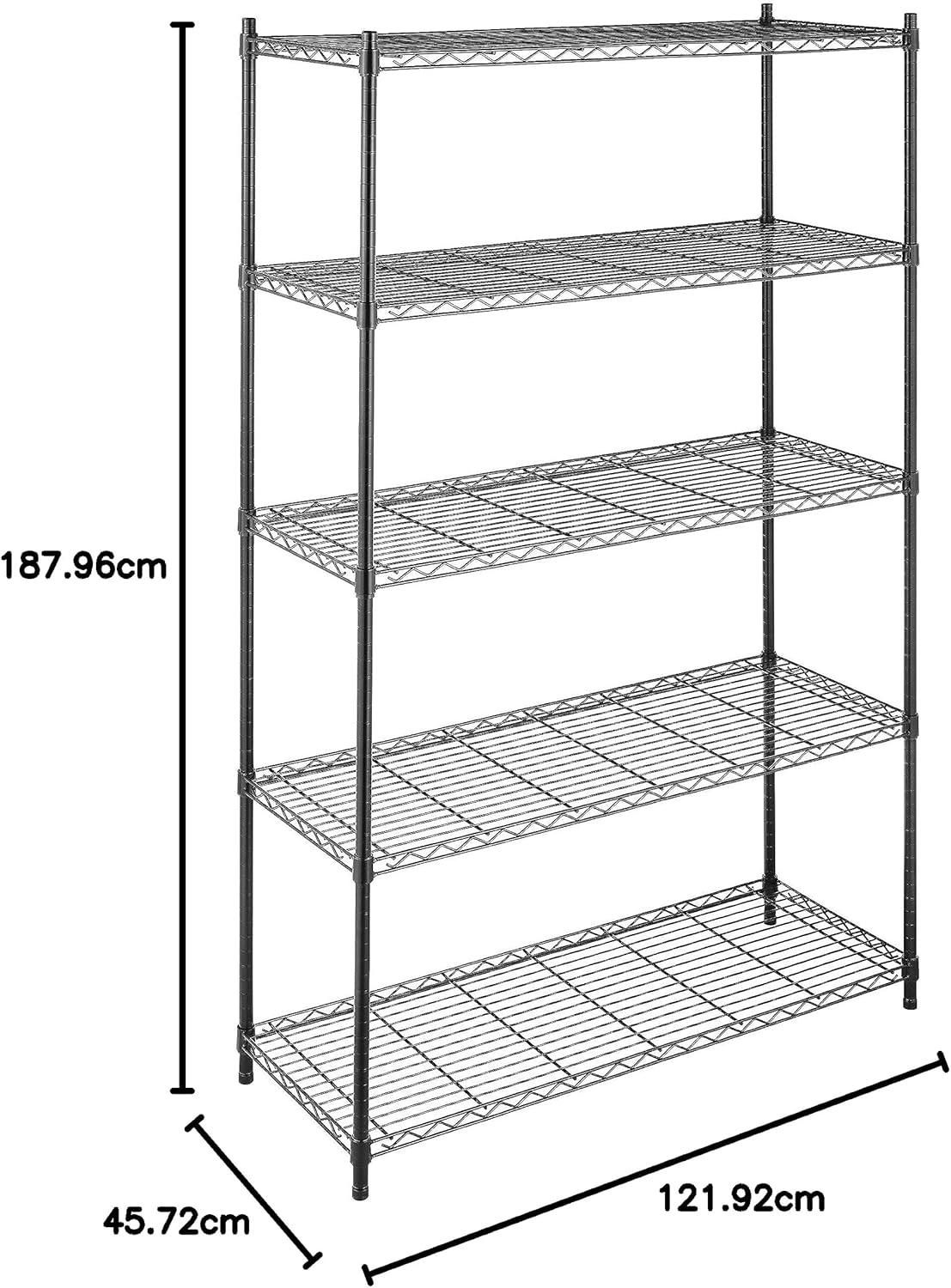 imageWhitmor Supreme 5 Tier Adjustable Shelving 500 Pound Weight Capacity Per Shelf Leveling FeetBlack