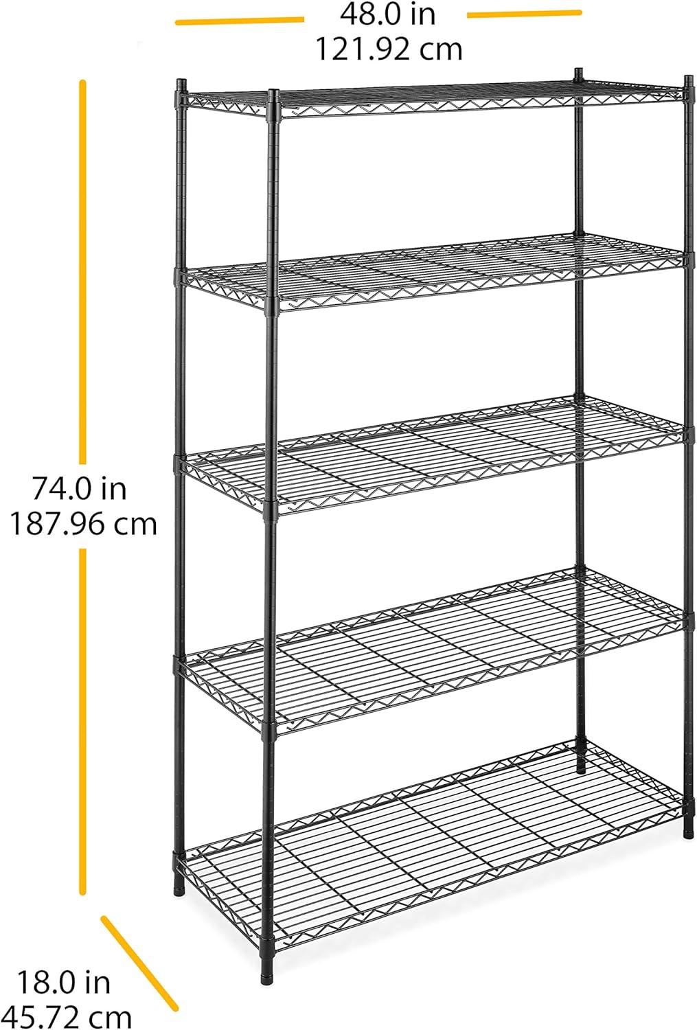 imageWhitmor Supreme 5 Tier Adjustable Shelving 500 Pound Weight Capacity Per Shelf Leveling FeetBlack