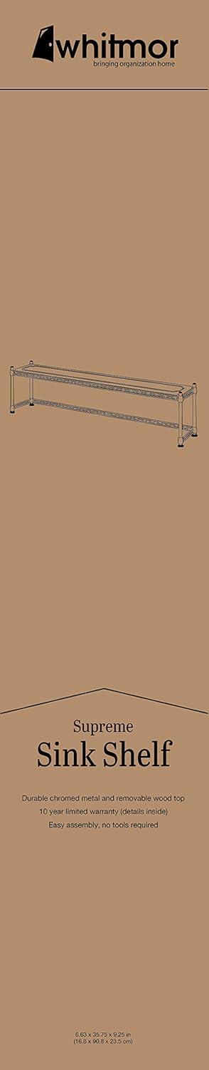 imageWhitmor Supreme Wood ampamp Chrome Sink Shelf66D x 358W x 92H