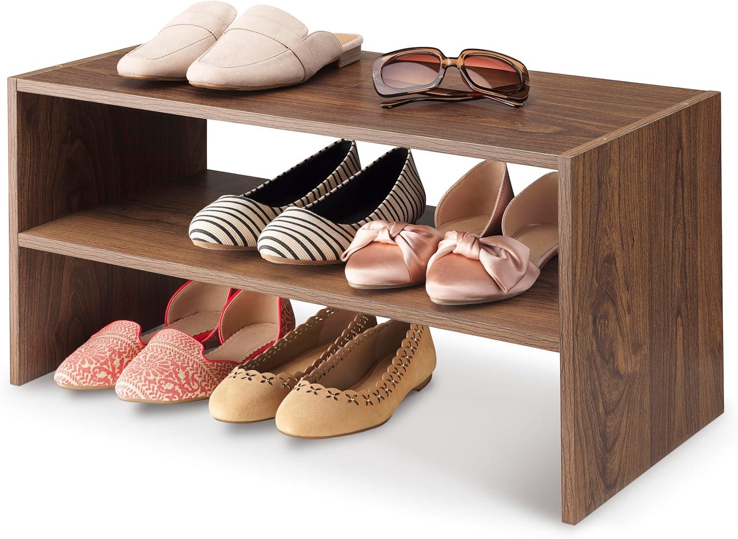 imageWhitmor Wood Stackable 2Shelf Shoe Rack 24 INCH EspressoBrown