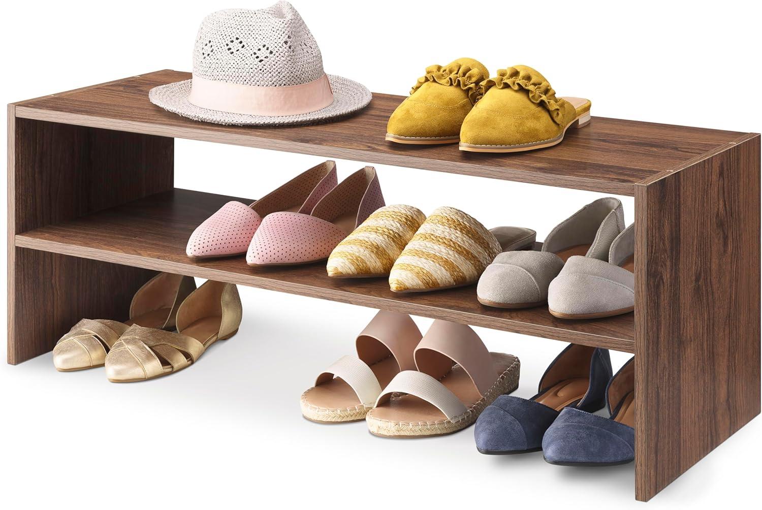 imageWhitmor Wood Stackable 2Shelf Shoe Rack 24 INCH EspressoBrown