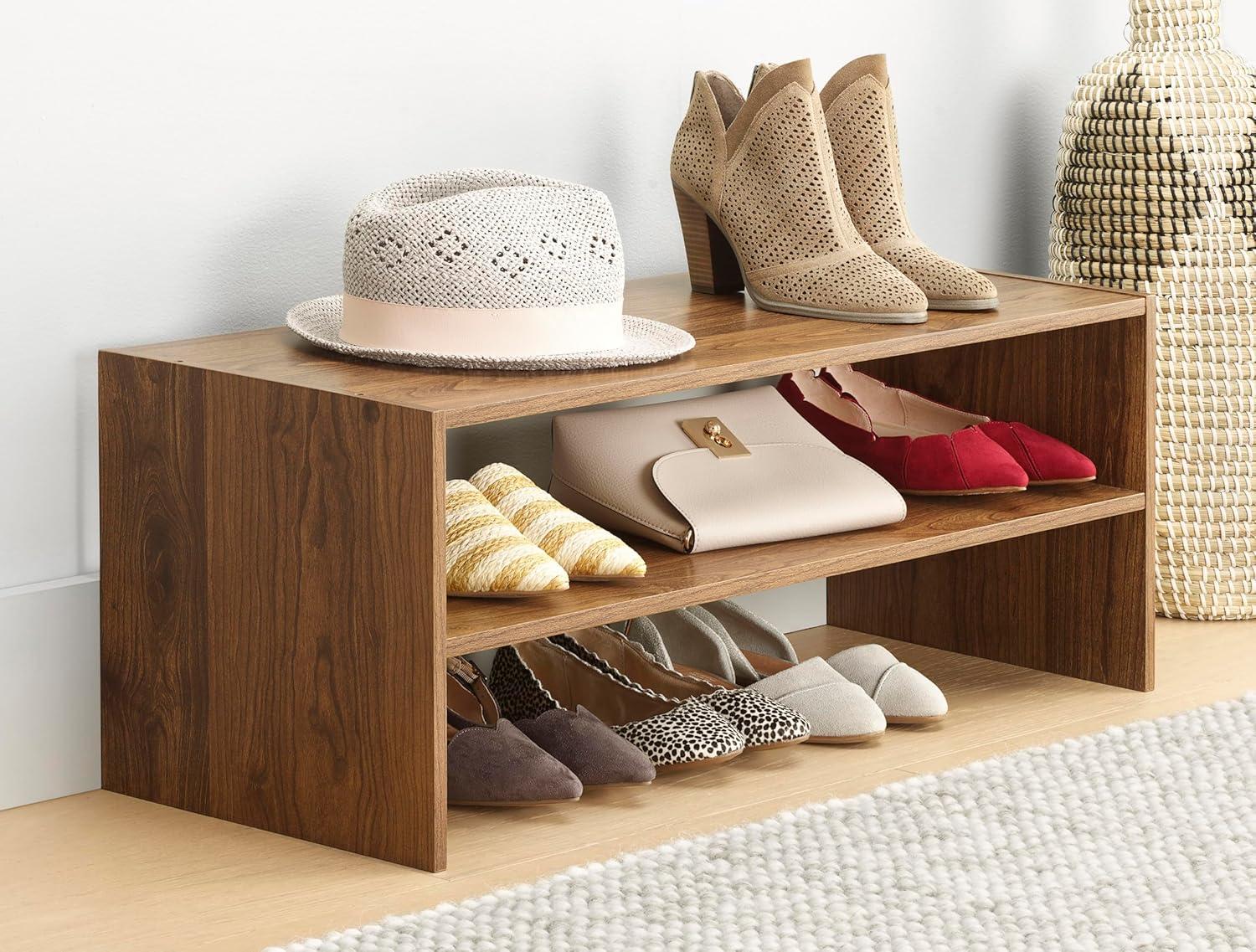 imageWhitmor Wood Stackable 2Shelf Shoe Rack 24 INCH EspressoBrown