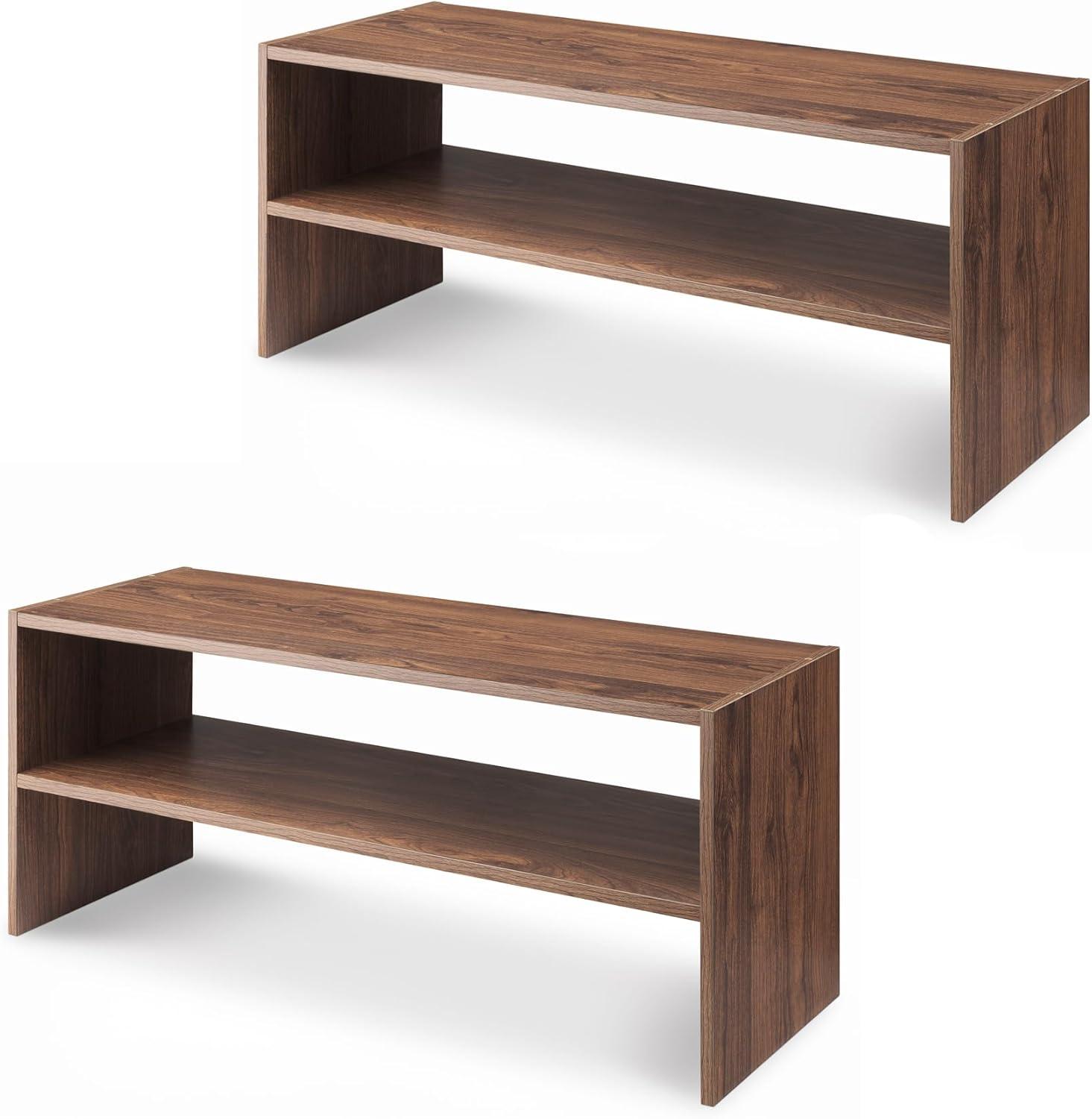imageWhitmor Wood Stackable 2Shelf Shoe Rack 24 INCH EspressoBrown