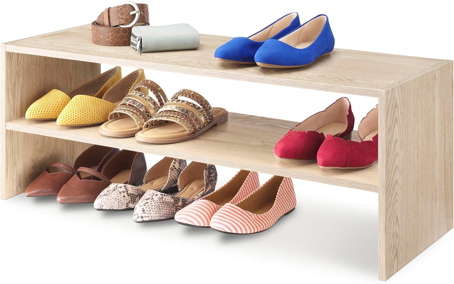 imageWhitmor Wood Stackable 2Shelf Shoe Rack 24 INCH EspressoLight Brown