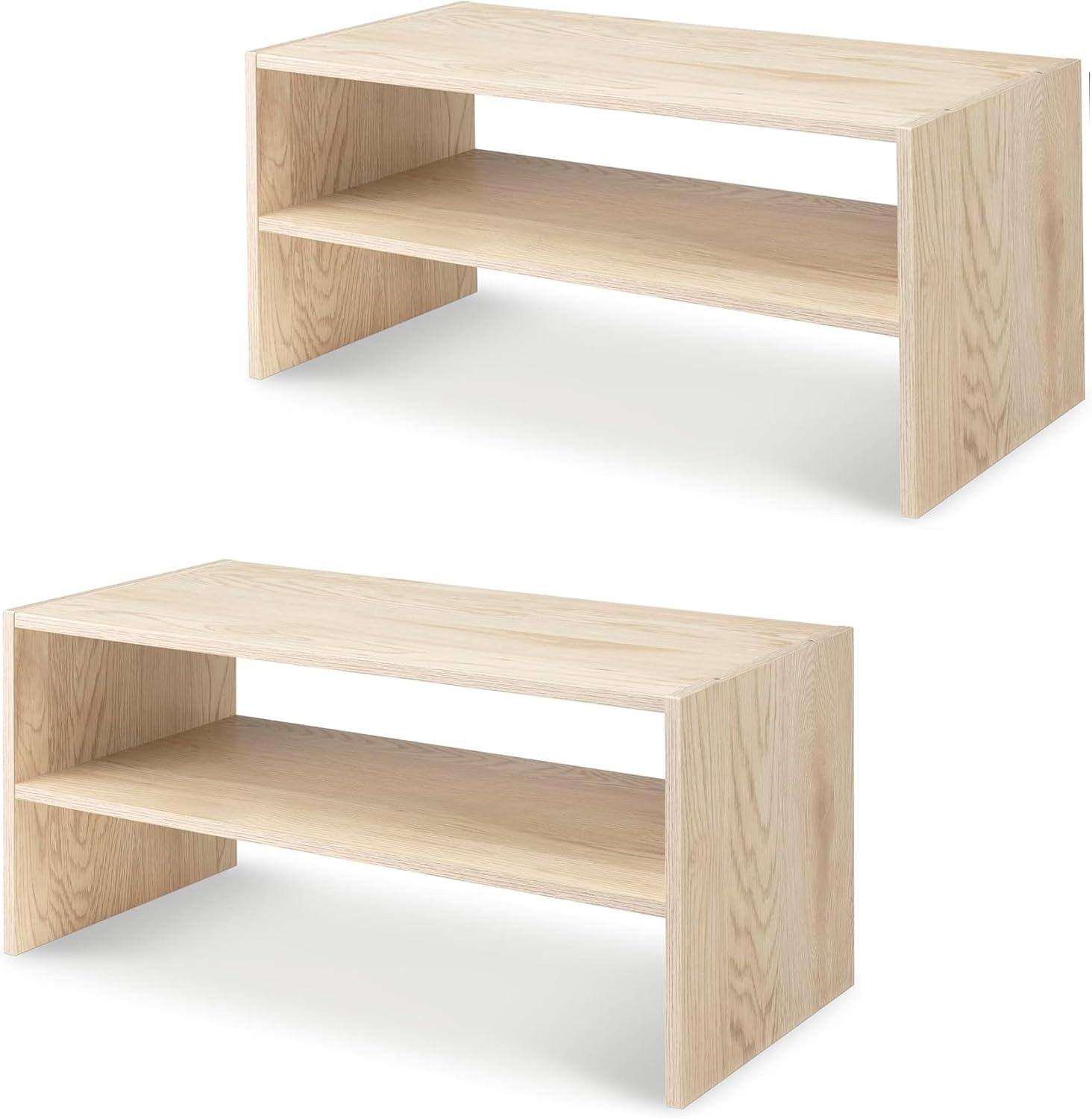 imageWhitmor Wood Stackable 2Shelf Shoe Rack 24 INCH EspressoLight Brown