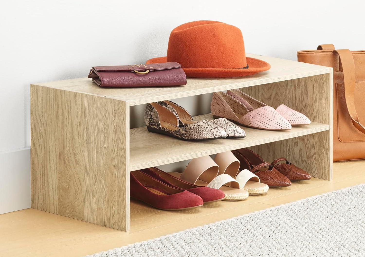 imageWhitmor Wood Stackable 2Shelf Shoe Rack 24 INCH EspressoLight Brown