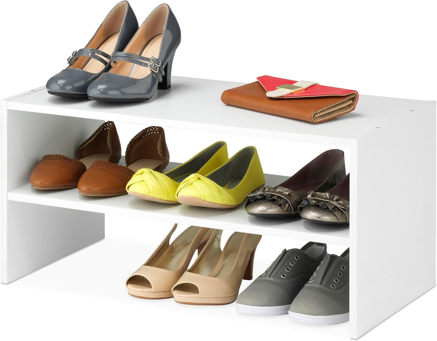 imageWhitmor Wood Stackable 2Shelf Shoe Rack 24 INCH EspressoWhite