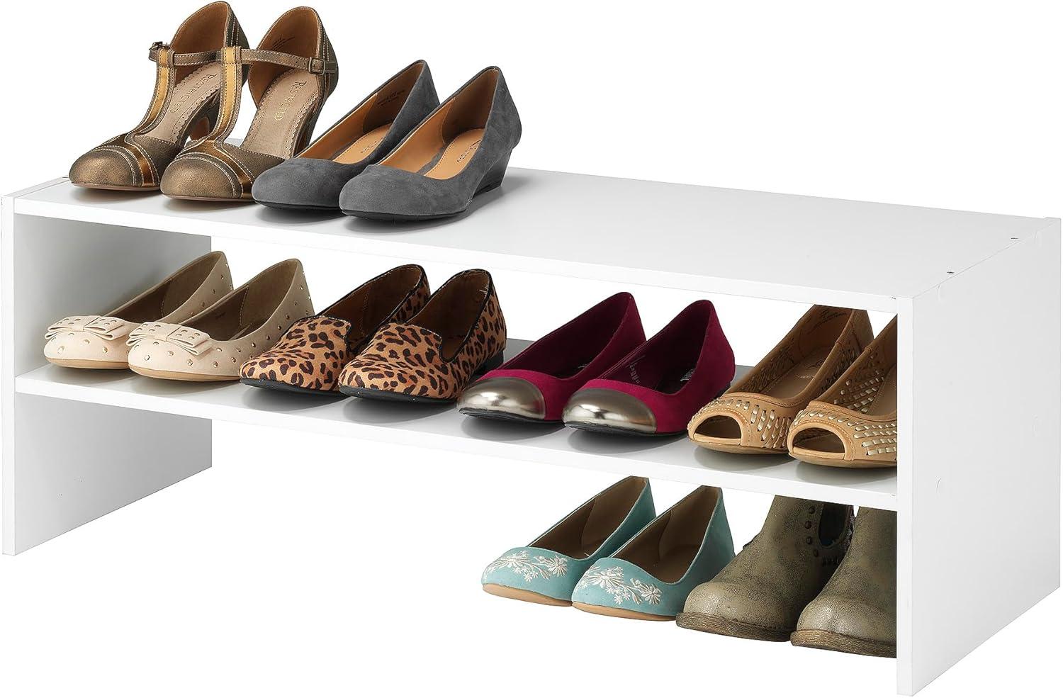 imageWhitmor Wood Stackable 2Shelf Shoe Rack 24 INCH EspressoWhite