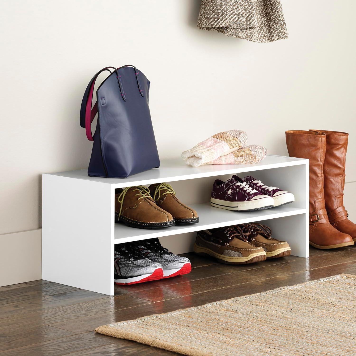 imageWhitmor Wood Stackable 2Shelf Shoe Rack 24 INCH EspressoWhite