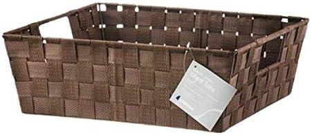 imageWhitmor Woven Strap Shelf Storage Tote Basket Java 13 by 15 by 5quotBrown