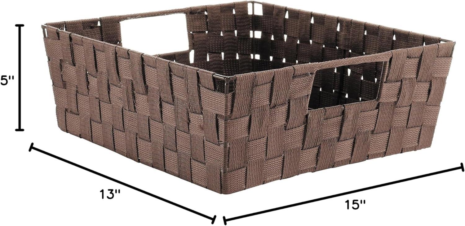 imageWhitmor Woven Strap Shelf Storage Tote Basket Java 13 by 15 by 5quotBrown