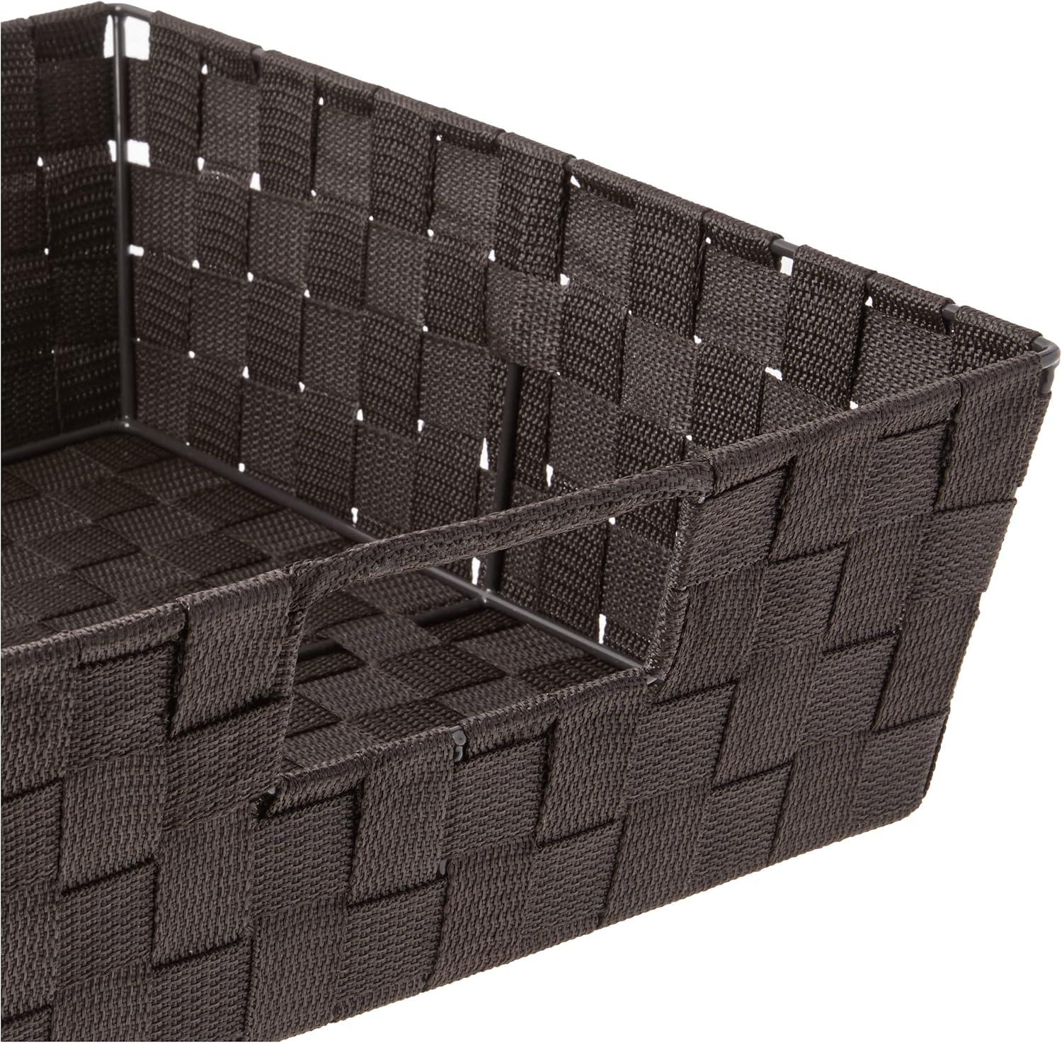 imageWhitmor Woven Strap Shelf Storage Tote Basket Java 13 by 15 by 5quotEspresso