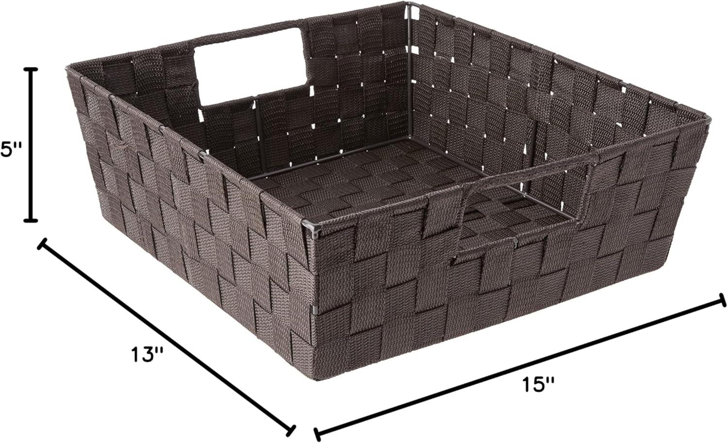 imageWhitmor Woven Strap Shelf Storage Tote Basket Java 13 by 15 by 5quotEspresso